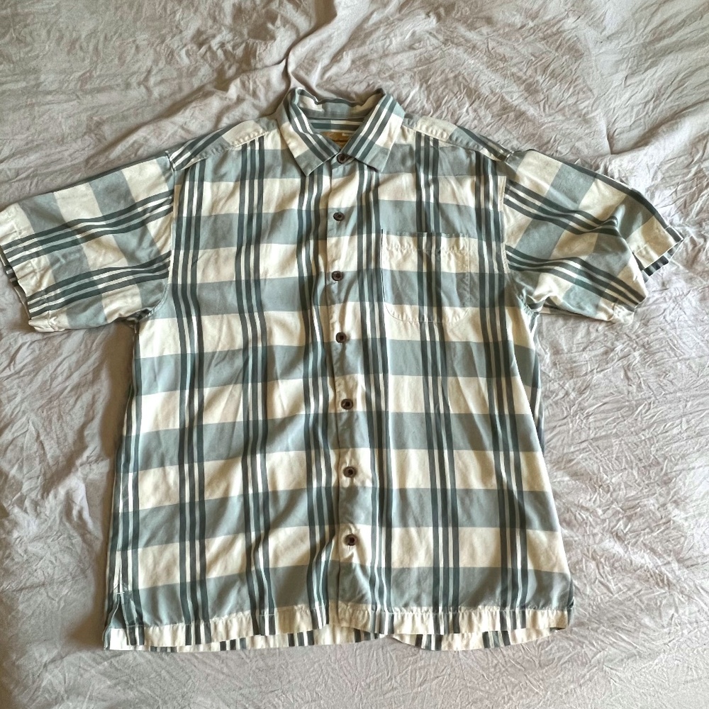Tommy Bahama Men’s Silk/Cotton Blend Original Fit Shirt Size L / Plaid
